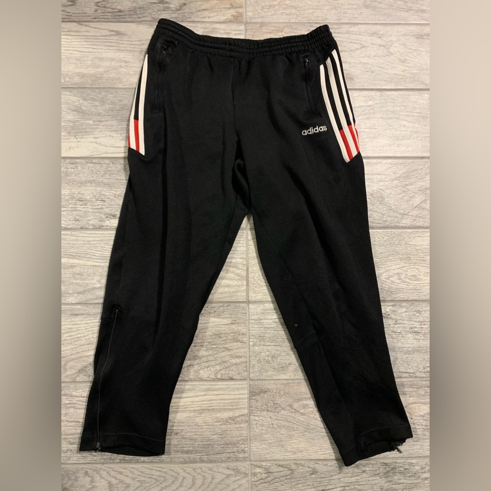 Vintage Y2K Adidas Black And Red Zipper TrackPants Men’s Size Small Activewear